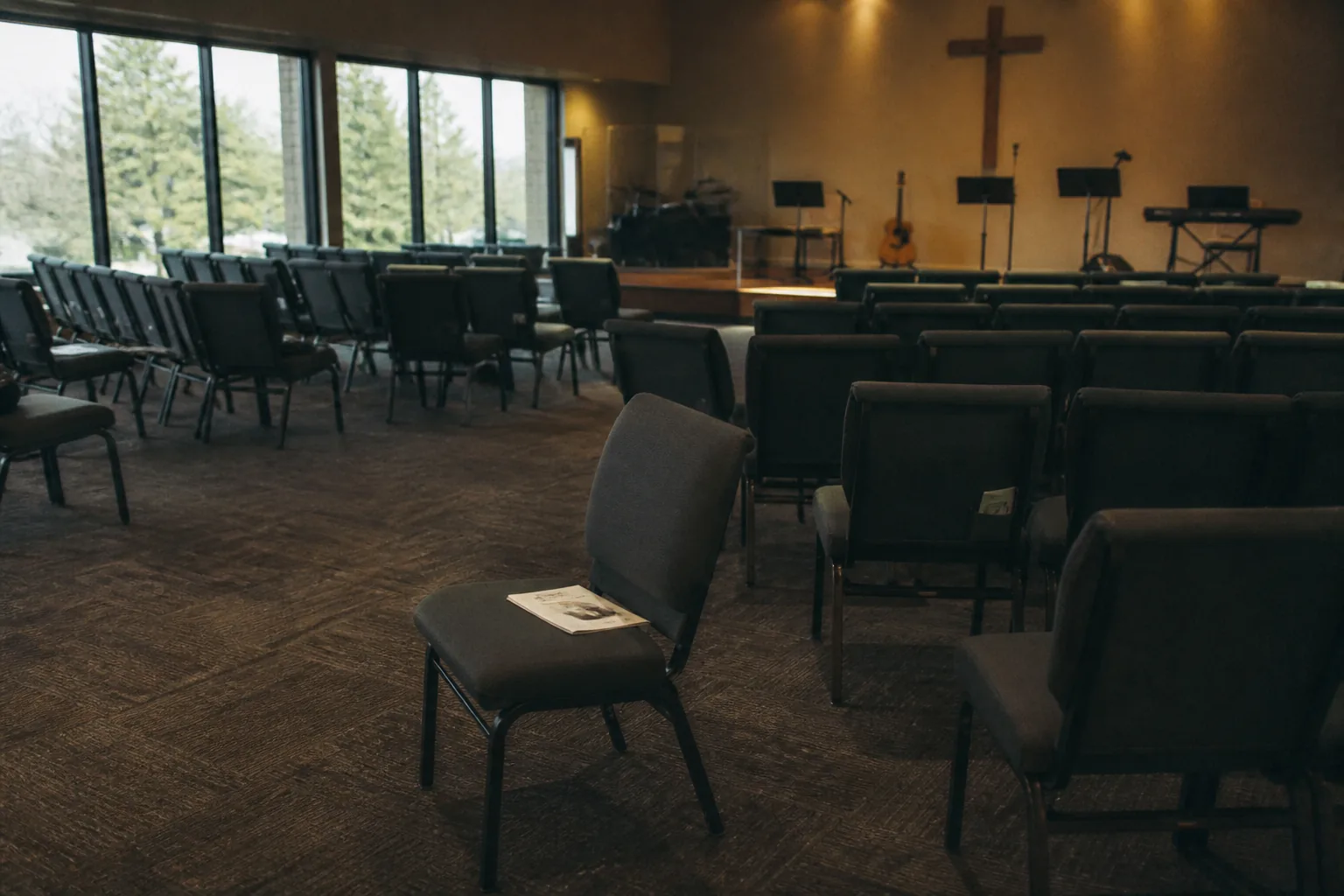 An empty sanctuary, chairs after everyone has left